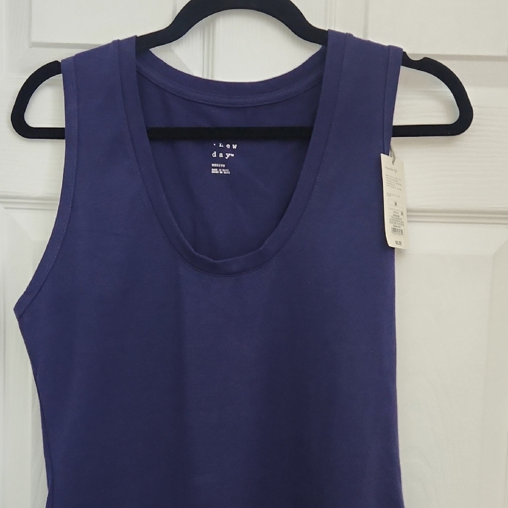 NWT A New Day Sleeveless Tank Top DEEP Navy Blue Medium Slouchy Women's Shirt